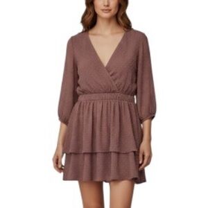 Mimi Chica Smocked Surplice Mini Dress XL Mauve